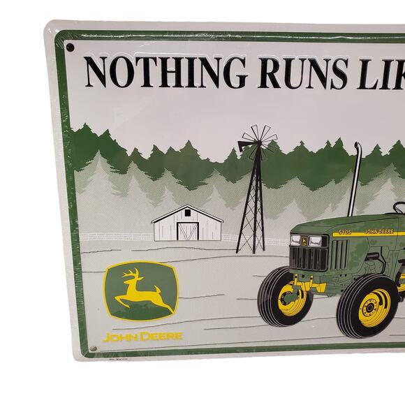 Vintage John Deere Tractor Metal Sign Nothing Runs Like A Deere Moline Ill 18" - Picture 3 of 10